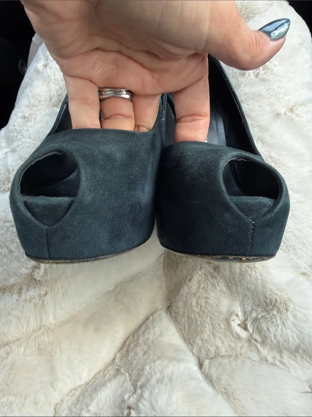 Giuseppe Zanotti Navy Suede Platform Peep-Toe Pumps with Gloss Heel 2011